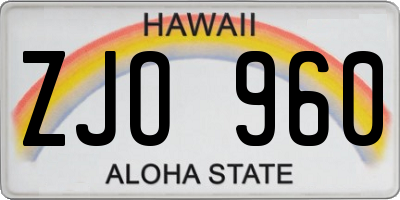 HI license plate ZJO960