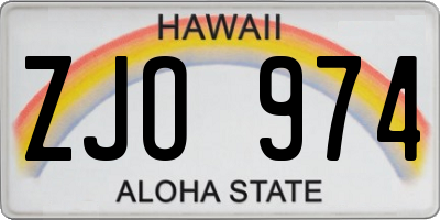 HI license plate ZJO974