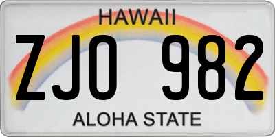 HI license plate ZJO982