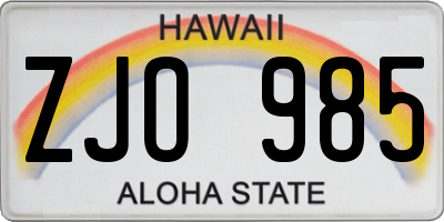 HI license plate ZJO985