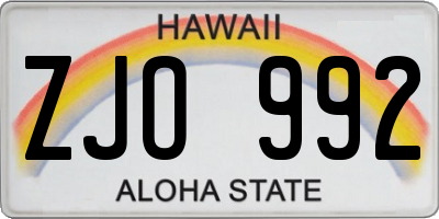 HI license plate ZJO992