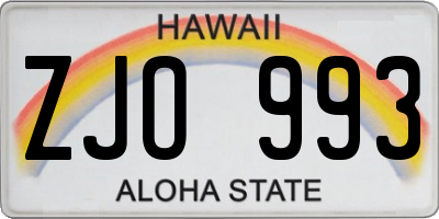 HI license plate ZJO993