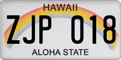 HI license plate ZJP018
