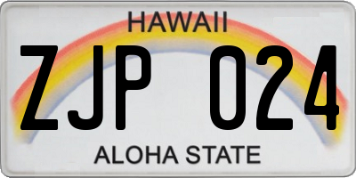 HI license plate ZJP024