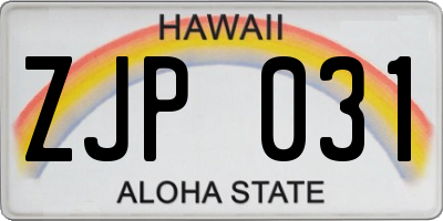 HI license plate ZJP031