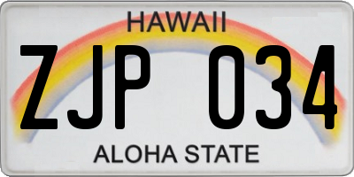 HI license plate ZJP034