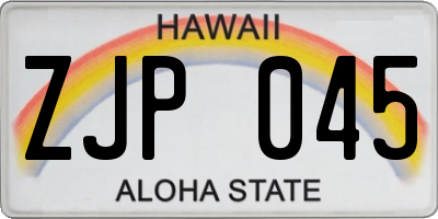 HI license plate ZJP045