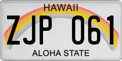 HI license plate ZJP061