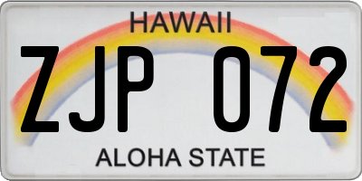 HI license plate ZJP072