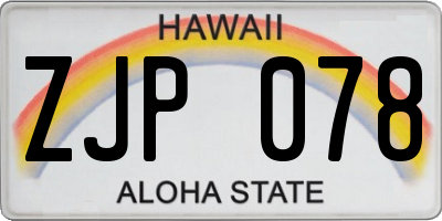 HI license plate ZJP078
