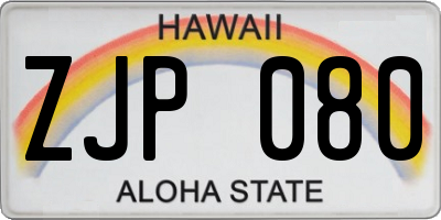 HI license plate ZJP080