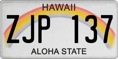 HI license plate ZJP137