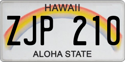 HI license plate ZJP210