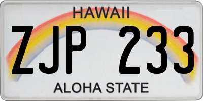 HI license plate ZJP233