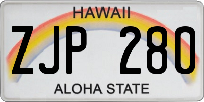 HI license plate ZJP280