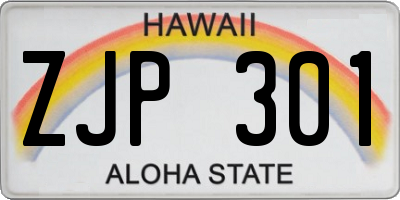 HI license plate ZJP301