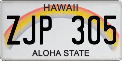 HI license plate ZJP305
