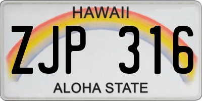 HI license plate ZJP316