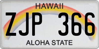 HI license plate ZJP366