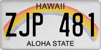 HI license plate ZJP481