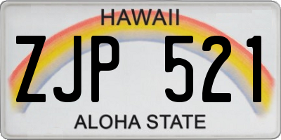 HI license plate ZJP521