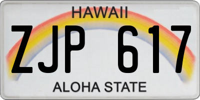 HI license plate ZJP617