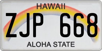 HI license plate ZJP668