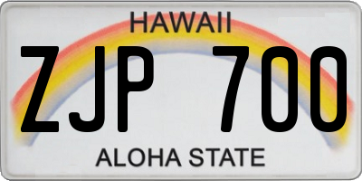 HI license plate ZJP700
