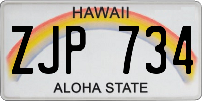 HI license plate ZJP734