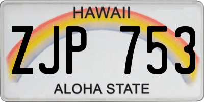 HI license plate ZJP753