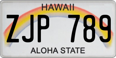 HI license plate ZJP789