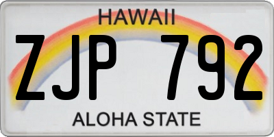HI license plate ZJP792