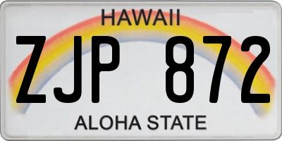 HI license plate ZJP872
