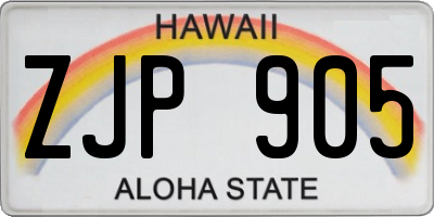 HI license plate ZJP905