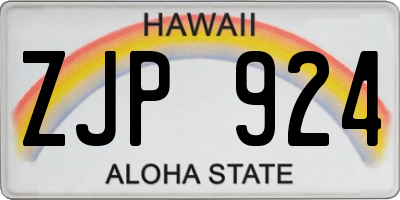 HI license plate ZJP924