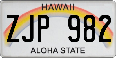 HI license plate ZJP982
