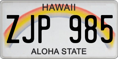 HI license plate ZJP985