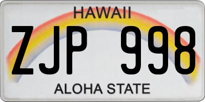 HI license plate ZJP998