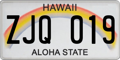 HI license plate ZJQ019