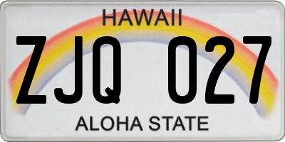 HI license plate ZJQ027