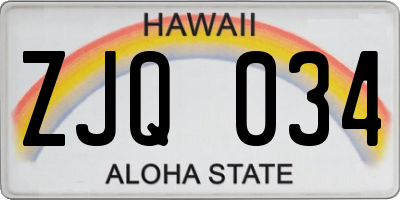 HI license plate ZJQ034