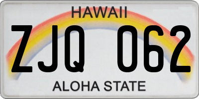 HI license plate ZJQ062