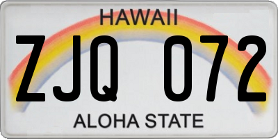 HI license plate ZJQ072