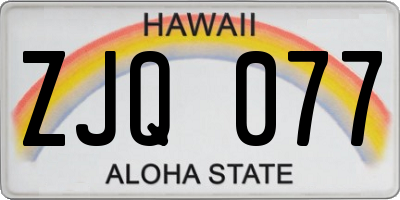 HI license plate ZJQ077