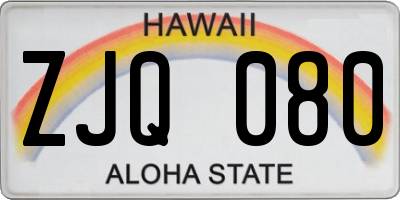 HI license plate ZJQ080