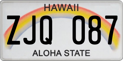 HI license plate ZJQ087