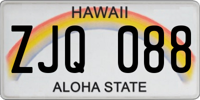 HI license plate ZJQ088