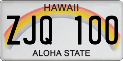 HI license plate ZJQ100