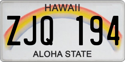 HI license plate ZJQ194