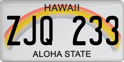 HI license plate ZJQ233